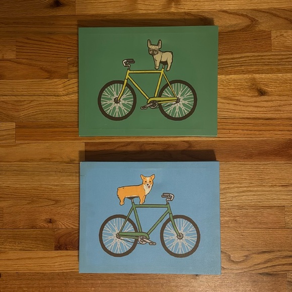 Poster Art Prints - Corgi On A Bike & Frenchie On A Fixie by Joe Van Wetering - Picture 2 of 7
